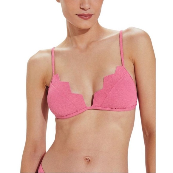 Vix Bikini Set Solid Imani Tri Parallel Swim Top and Imani Hot Pants Pink NWT - Picture 2 of 8